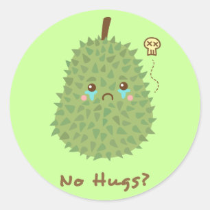 Sticker Rond Durian triste qui n'obtient aucune étreinte