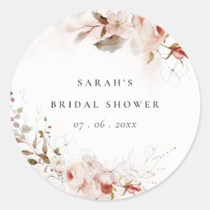 Sticker Rond Dusky automnal Marsala Blush Floral Mariage Fête P