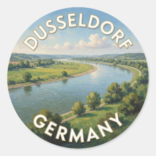 Sticker Rond Dusseldorf Allemagne Rhin Bord de rivière 🌊