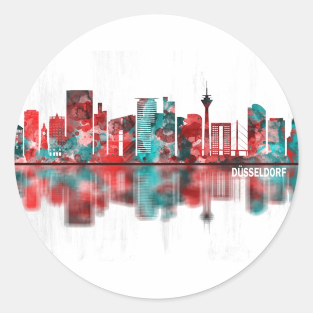 Sticker Rond Dusseldorf Allemagne Skyline (Devant)