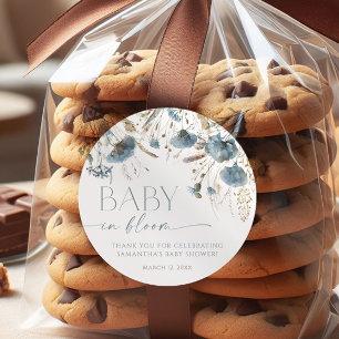 Sticker Rond Dusty bleu fleur sauvage bébé en fleurs garçon dou