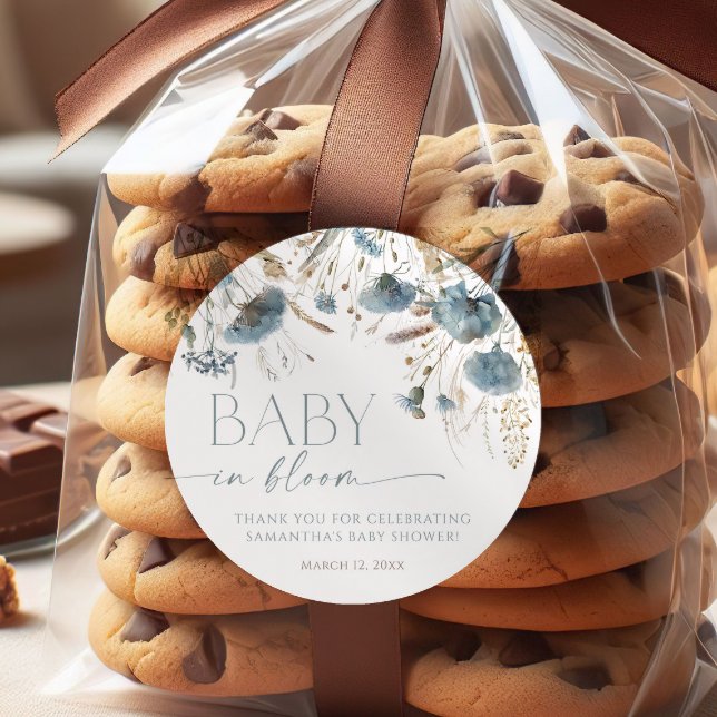 Sticker Rond Dusty bleu fleur sauvage bébé en fleurs garçon dou (Créateur téléchargé)