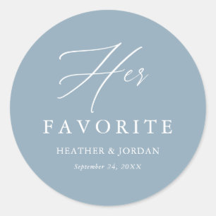 Sticker Rond Dusty Bleu Sa boîte de Mariages préférée