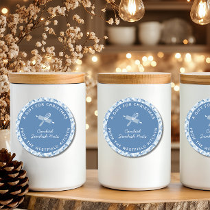 Sticker Rond Dusty Blue Christmas Holiday Food Cadeau