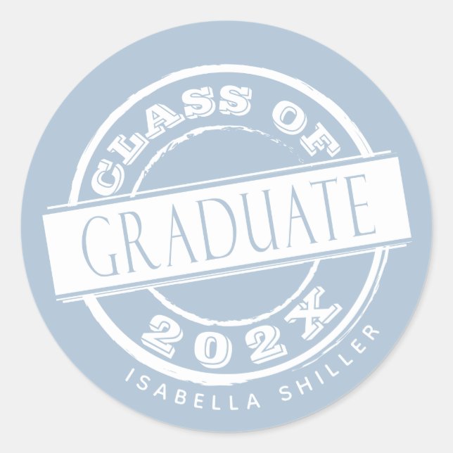 Sticker Rond Dusty Blue Graduate sur mesure (Devant)