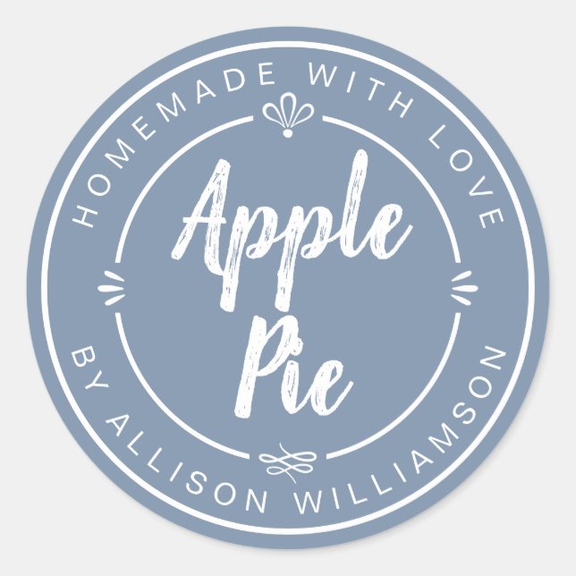 Sticker Rond Dusty Blue Homemade Apple Pie (Devant)