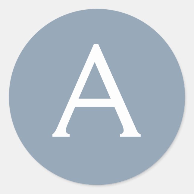 Sticker Rond Dusty Blue minimaliste moderne Monogramme élégant (Devant)