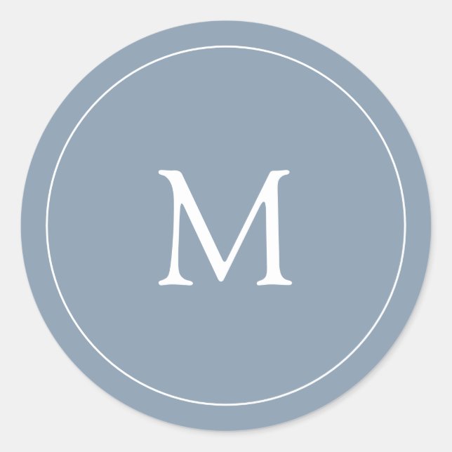 Sticker Rond Dusty Blue | Monogramme Mariage (Devant)