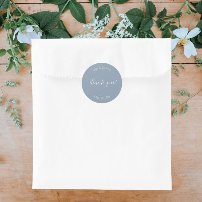 Sticker Rond Dusty Blue Stylisé Merci Mariage (In Situ Wedding)