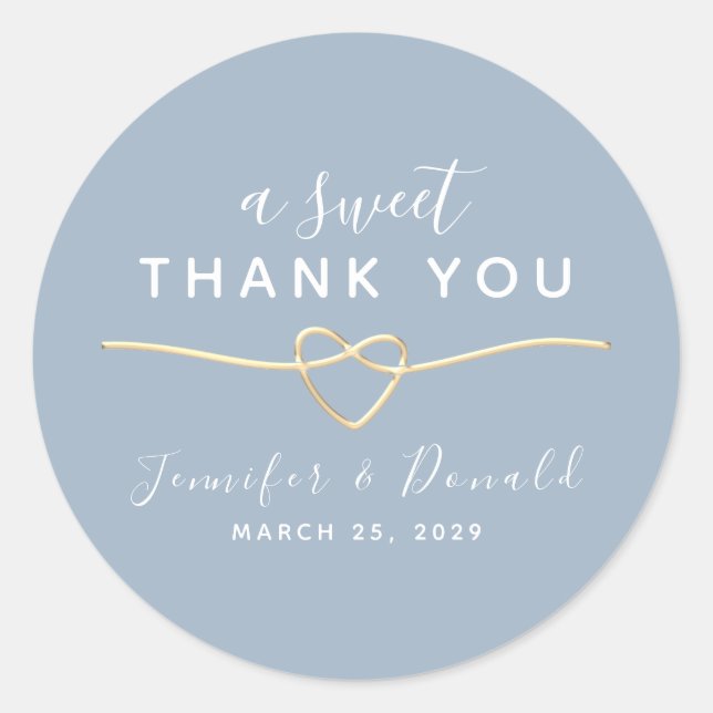 Sticker Rond Dusty Blue Un doux Mariage Merci (Devant)