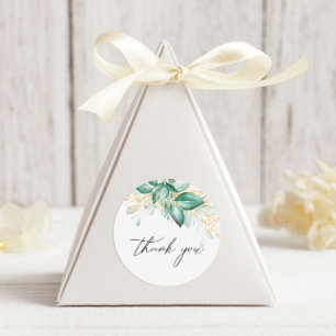 Sticker Rond Dusty Green Gold Eucalyptus Merci vert