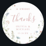 Sticker Rond Dusty Pink Fleur sauvage Rustic Boho merci pour<br><div class="desc">Elégante délicate aquarelle fleur sauvage conception de couronne avec script moderne. Palettes pastel de rose doux, blanc cassé, beige, bleu poussiéreux, verdure botanique, simple et romantique. Idéal pour une fête de douche nuptiale bleu rustique moderne quelque chose, mariage de jardin de campagne boho au printemps et en été. Voir toutes...</div>
