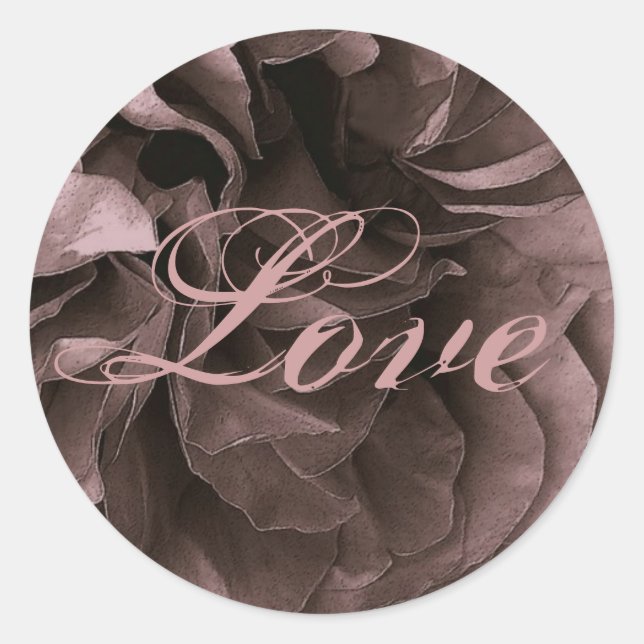 Sticker Rond DUSTY PLUM Frilly Rose LOVE Mariage Enveloppe Scea (Devant)