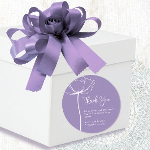 Sticker Rond Dusty Purple Élégant Mariage Floral Merci
