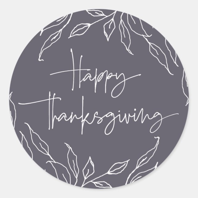 Sticker Rond Dusty Purple Leaf Motif Bon thanksgiving (Devant)