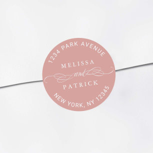 Sticker Rond Dusty Rose Elegant Wedding Adresse de retour