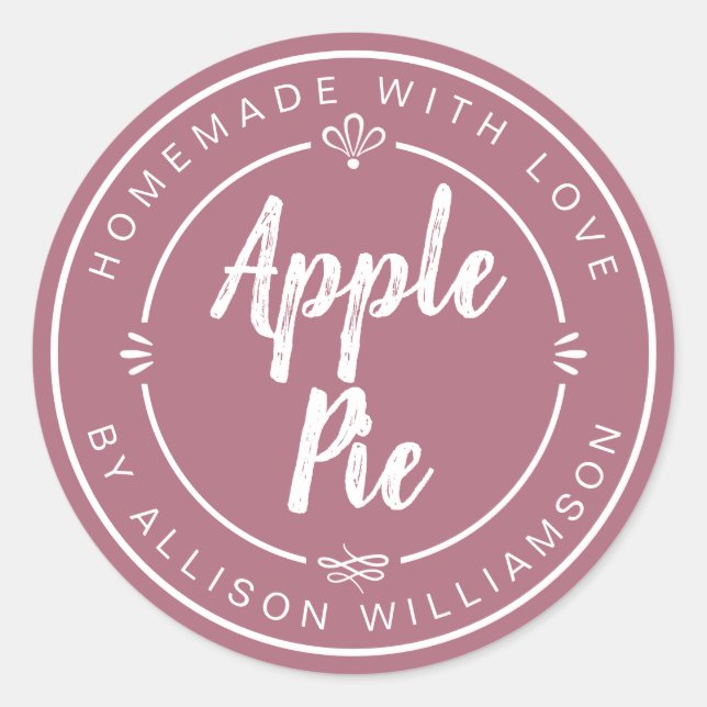 Sticker Rond Dusty Rose Homemade Apple Pie (Devant)