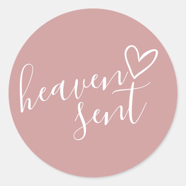 Sticker Rond Dusty Rose rose Ciel envoyé Baby shower (Devant)
