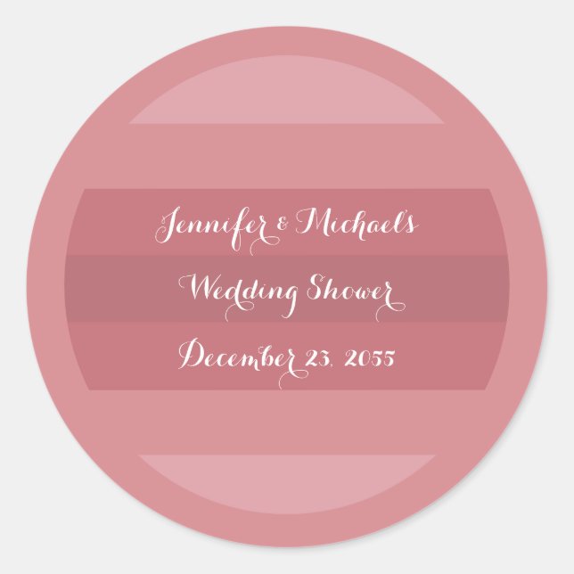 Sticker Rond Dusty Rose Wedding shower ou fête d'anniversaire (Devant)