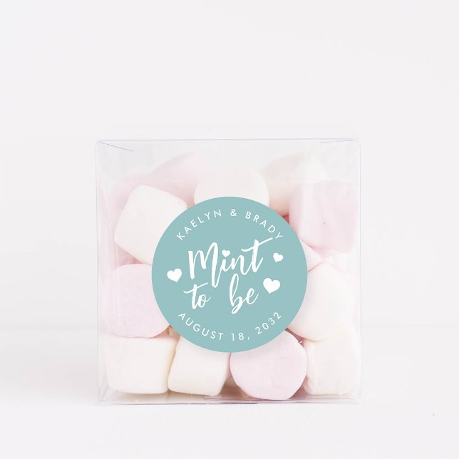 Sticker Rond Dusty Teal | Mint to Be Personalized Wedding Favor (Créateur téléchargé)