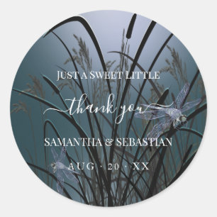 Sticker Rond Dusty Turquoise Dragonflies Merci