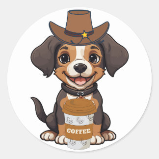 Sticker Rond Dutch Bros Coffee Chien