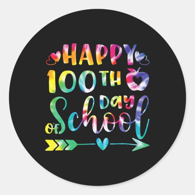 Sticker Rond Dye Happy 100e Jour De L'Enseignant Étudiant 100 (Devant)