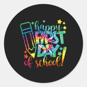 Sticker Rond Dye Joyeux Premier Jour D'École Retour À L'École E