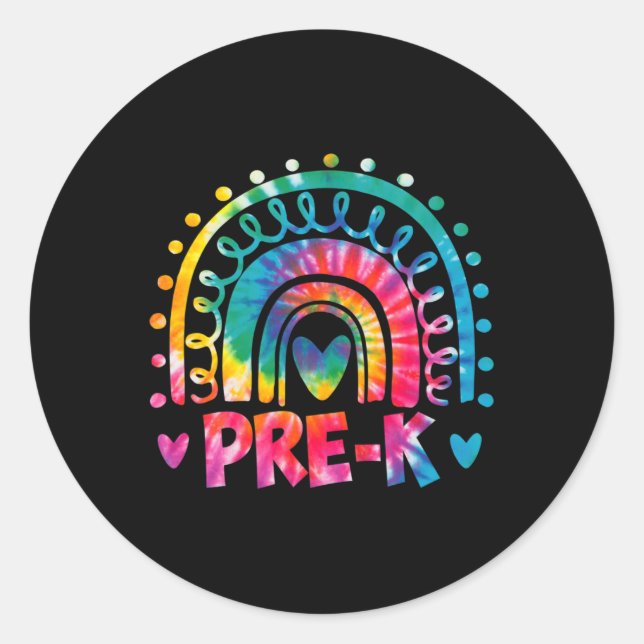 Sticker Rond Dye Prek Enseignant Rainbow Preschool Retourner À  (Devant)