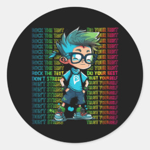Sticker Rond Dye Rock Le Test Joyeux Test Jour Garçons Filles E