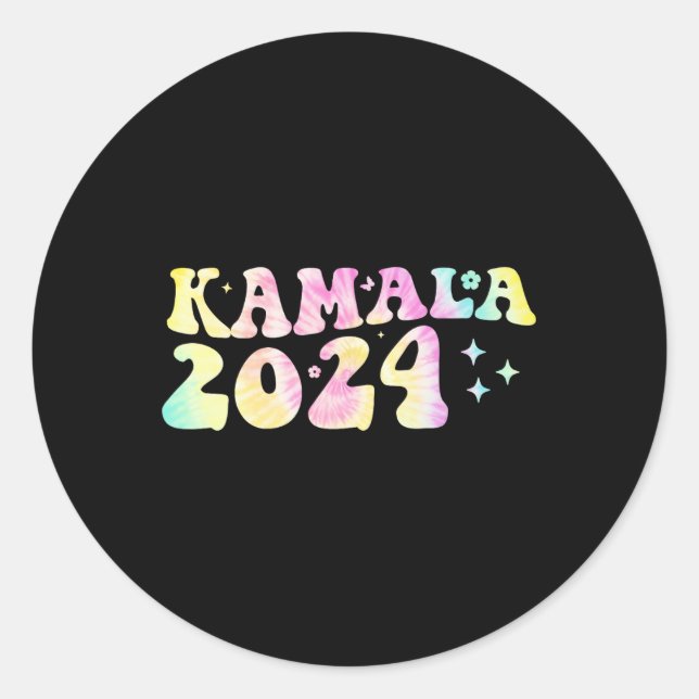 Sticker Rond Dye Super Wavy Kamala Harris Harris Remplace Biden (Devant)