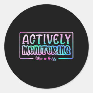 Sticker Rond Dye Surveillance Active Comme Un Enseignant Amusan
