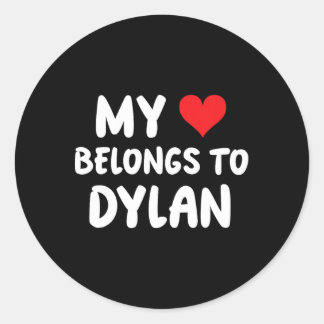 Sticker Rond Dylan - Mon cœur appartient à Dylan - Amour 