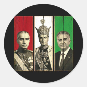Sticker Rond Dynastie Pahlavi Trois Générations Reza Shah Moham