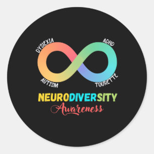Sticker Rond Dyslexie autiste Tourette Neurodiversité Sensibili