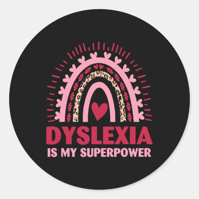 Sticker Rond Dyslexie Rétro Est Ma Lecture Dyslectique Superpui (Devant)