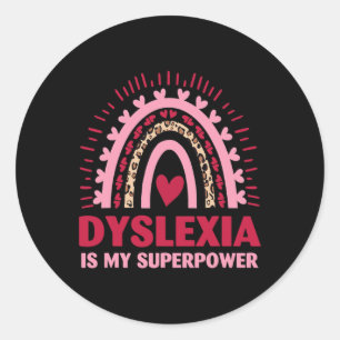 Sticker Rond Dyslexie Rétro Est Ma Lecture Dyslectique Superpui