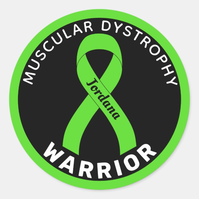 Sticker Rond Dystrophie musculaire Warrior Ruban Noir (Devant)