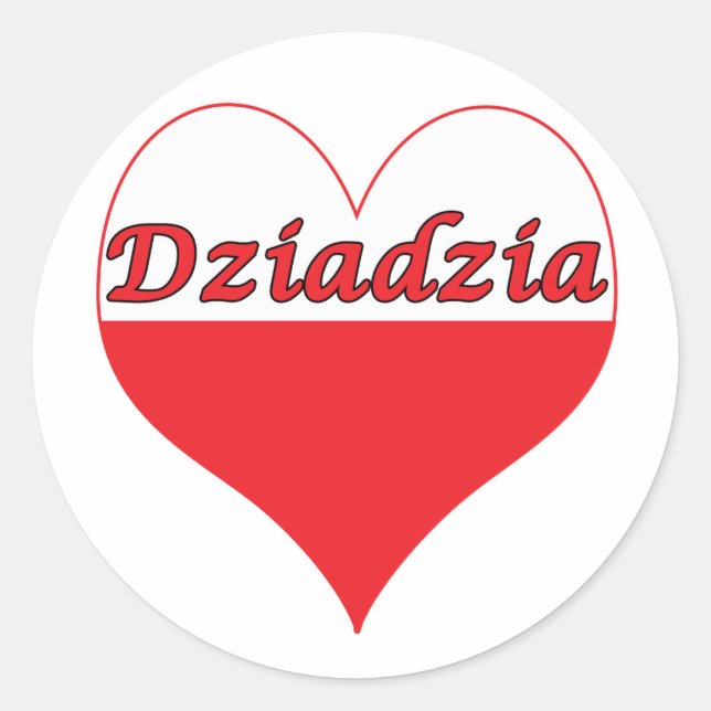 Sticker Rond Dziadzia Coeur polonais (Devant)