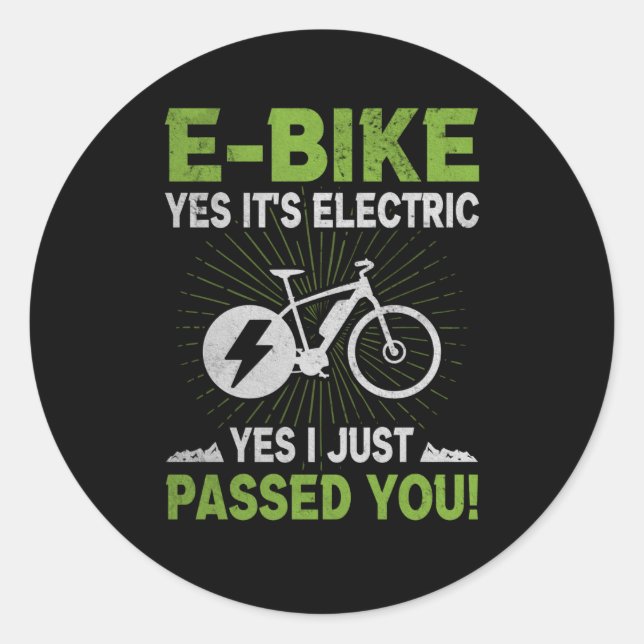 Sticker Rond E-Bike Electric Vous A Passé Electrorad Cyclist (Devant)
