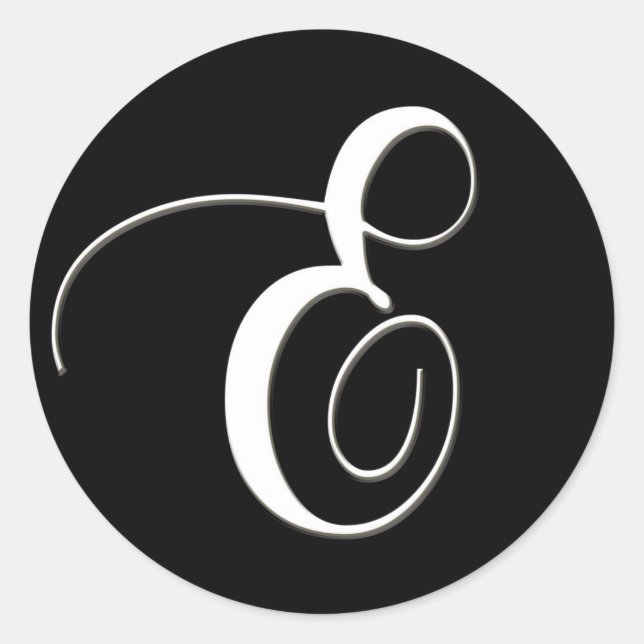 Sticker Rond E monogramme - élégant noir et blanc (Devant)