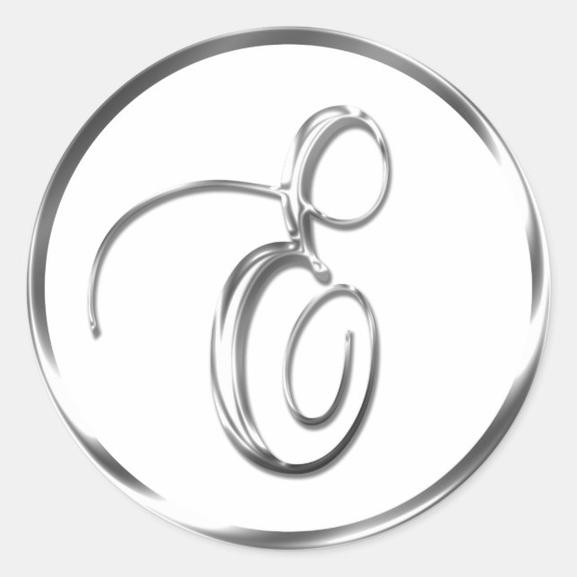 Sticker Rond E Monogramme Faux Enveloppe Argent Ou Favoriser Le (Devant)