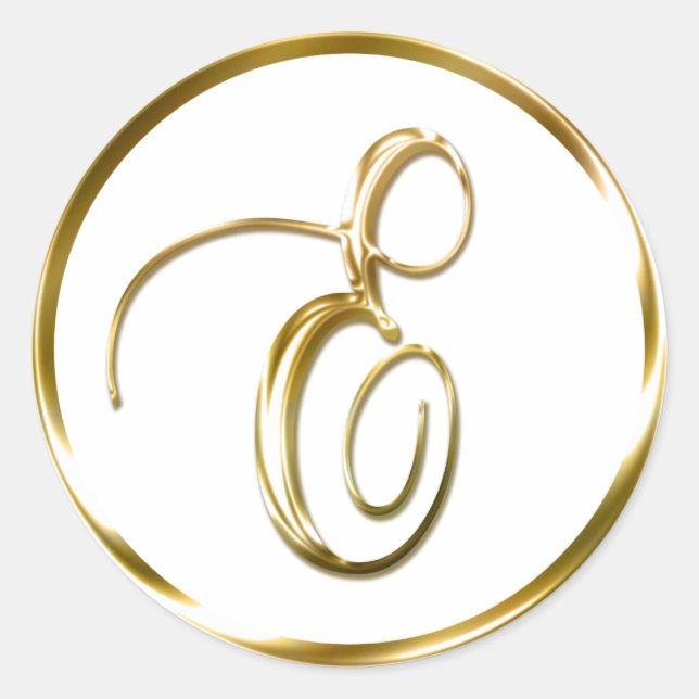 Sticker Rond E Monogramme Faux Enveloppe Or Ou Favoriser Le Sce (Devant)