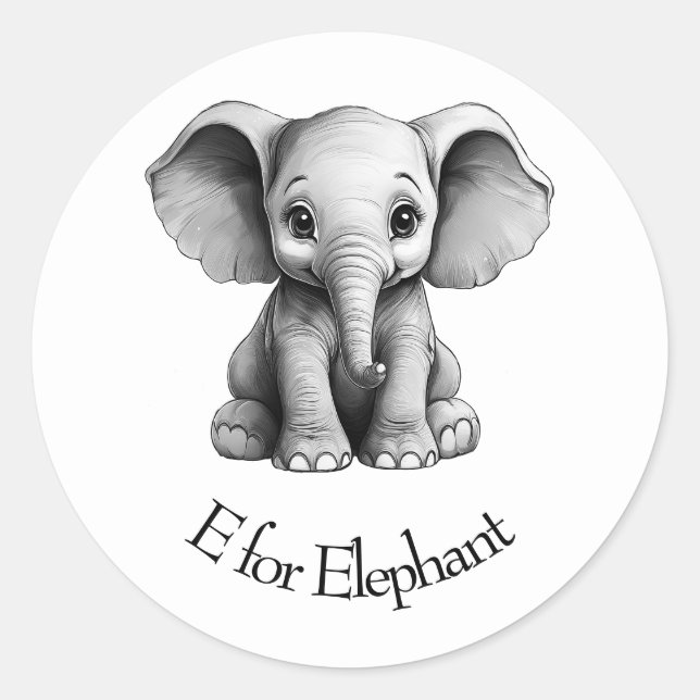 Sticker Rond E pour Elephant (Devant)