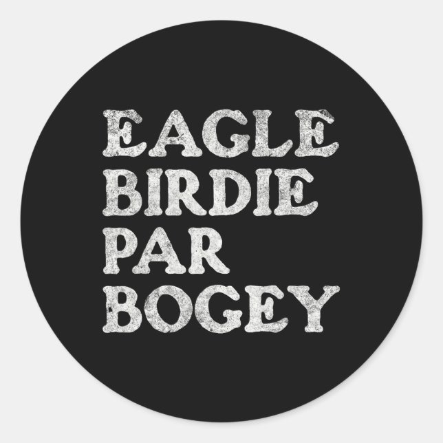 Sticker Rond Eagle Birdie Par Bogey Funny Golf (Devant)