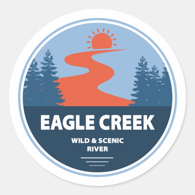 Sticker Rond Eagle Creek Wild Et Rivière Pittoresque (Devant)