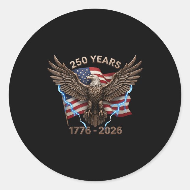 Sticker Rond Eagle Flag 250 Years 1776-2026 250th Birthday  (Devant)