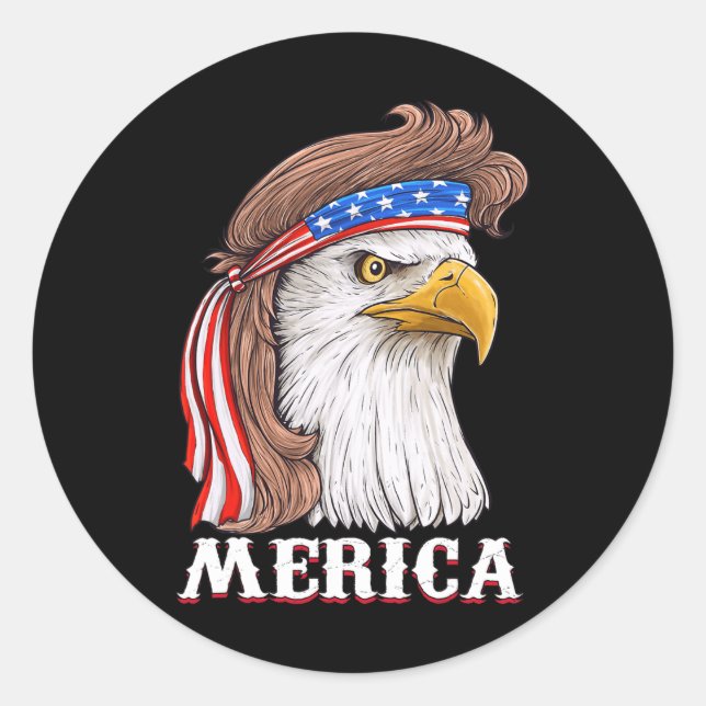 Sticker Rond Eagle Mullet 4 juillet États-Unis Drapeau américai (Devant)