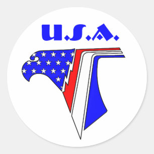 STICKER ROND EAGLE STARS, U.S.A.