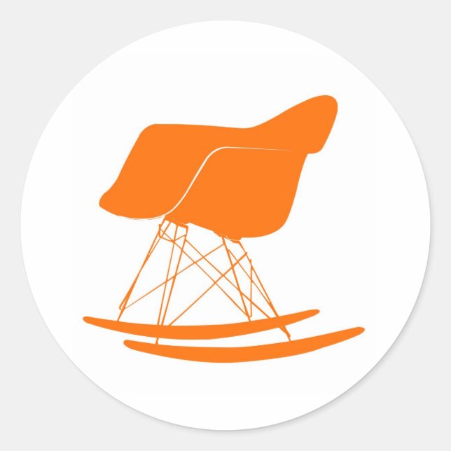 Sticker Rond Eames rocker chaise en orange (Devant)